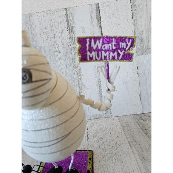 Pier 1 mummy spider glitter large Halloween decor rare vintage - Picture 4 of 9